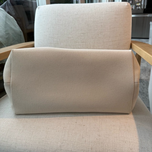 CELINE Horizontal Beige Canvas Calfskin Logo Tote Bag - Picture 12 of 15